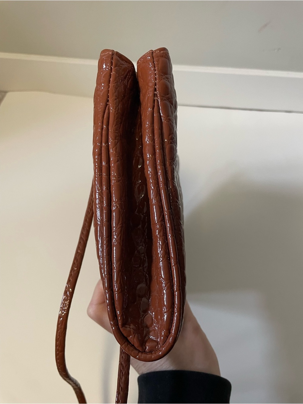 80s 90s Vintage Sweet Spots Cougar Faux Croc Baguette Shoulder Bag Cognac Brown - Picture 7 of 11